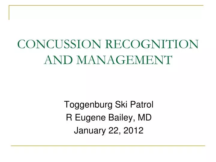 concussion recognition and management