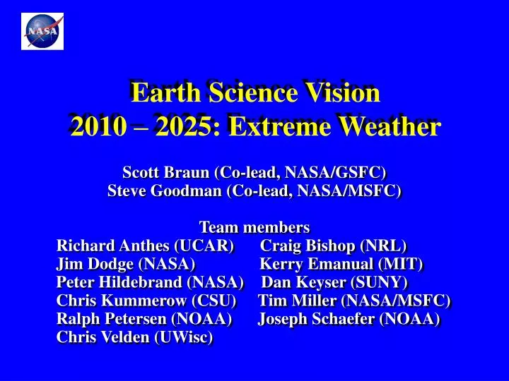 earth science vision 2010 2025 extreme weather