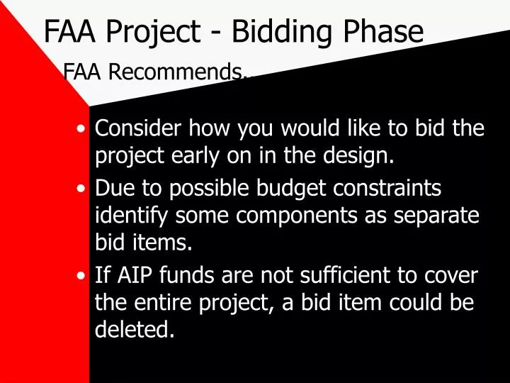 faa project bidding phase faa recommends