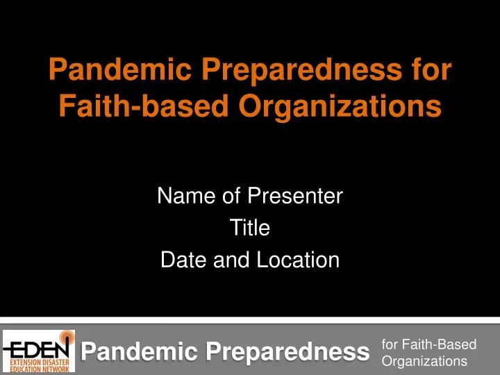 pandemic preparedness for faith based organizations