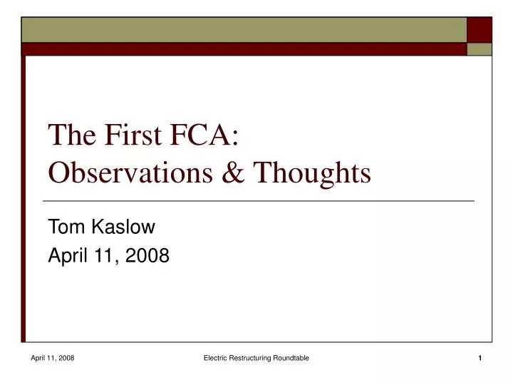 the first fca observations thoughts