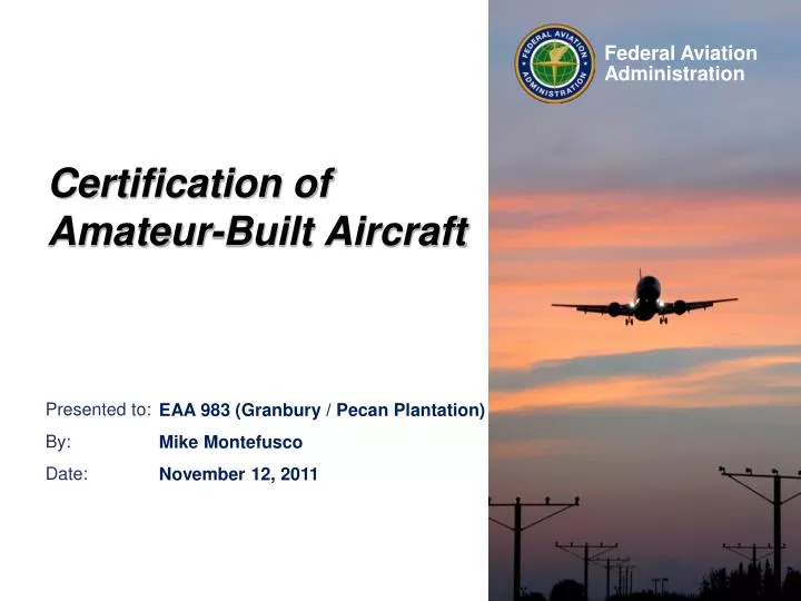 certification of amateur built aircraft