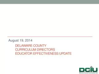 Delaware County Curriculum Directors Educator Effectiveness Update