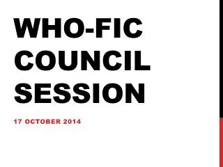 WHO-FIC Council Session