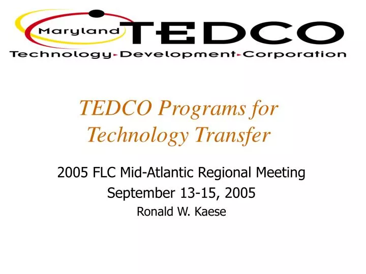 tedco programs for technology transfer