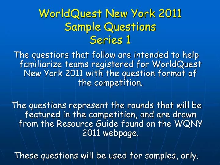 worldquest new york 2011 sample questions series 1