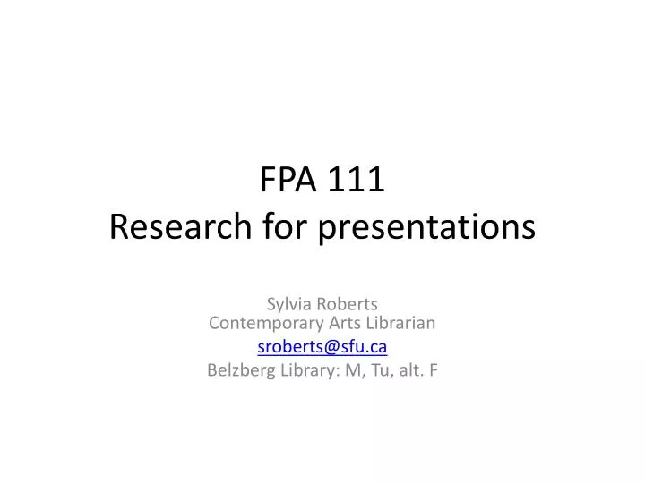 fpa 111 research for presentations