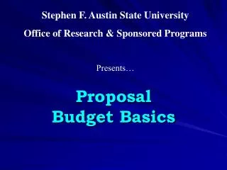 Proposal Budget Basics
