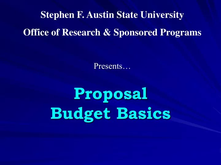 proposal budget basics