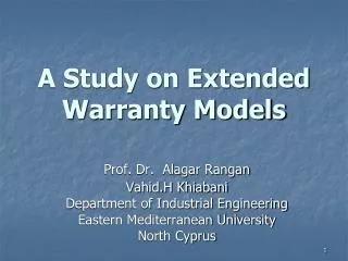 A Study on Extended Warranty Models