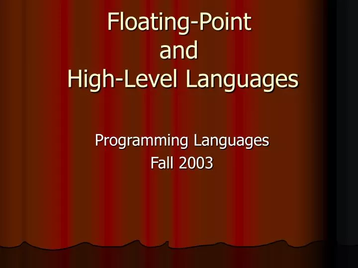 floating point and high level languages