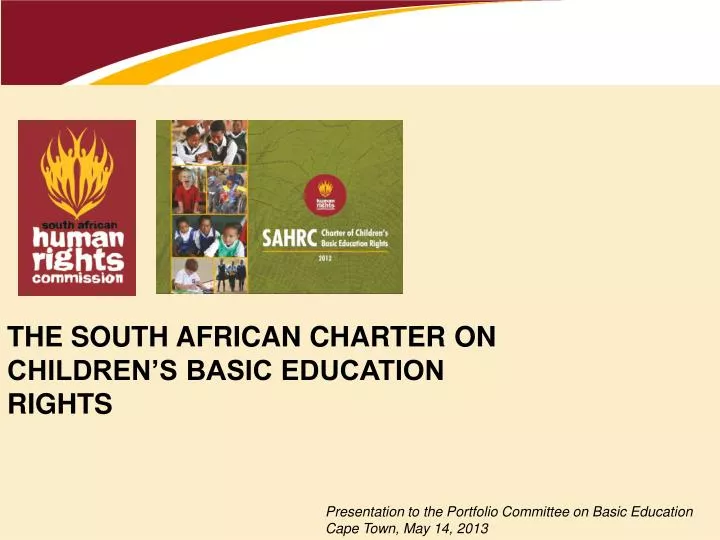 presentation to the portfolio committee on basic education cape town may 14 2013