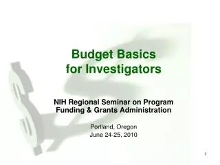 Budget Basics for Investigators