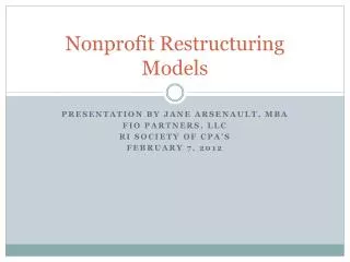 Nonprofit Restructuring Models