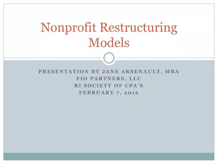 nonprofit restructuring models