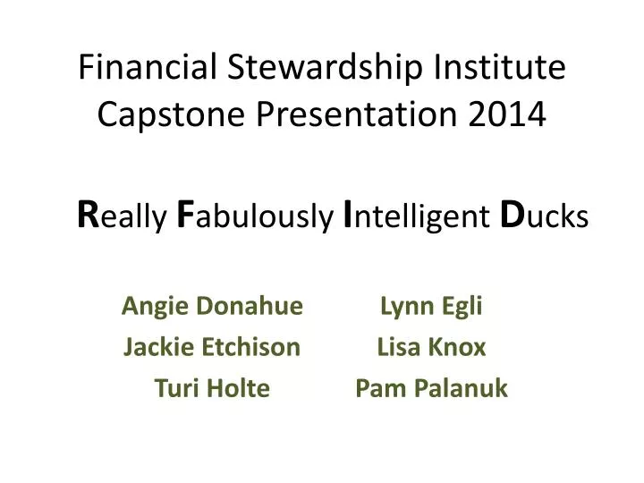 financial stewardship institute capstone presentation 2014