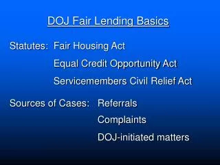 DOJ Fair Lending Basics