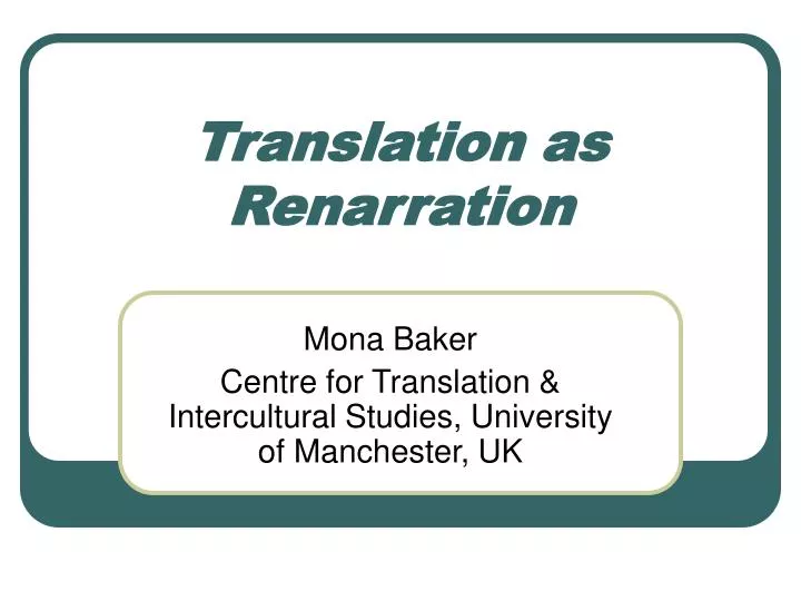 translation as renarration