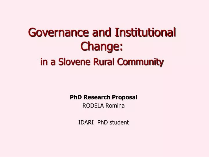 governance and institutional change in a slovene rural community