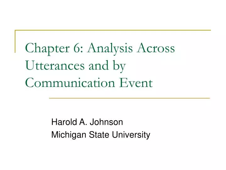 chapter 6 analysis across utterances and by communication event