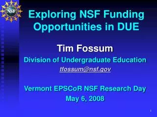 Exploring NSF Funding Opportunities in DUE