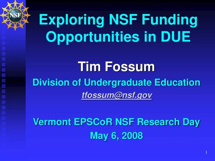 exploring nsf funding opportunities in due