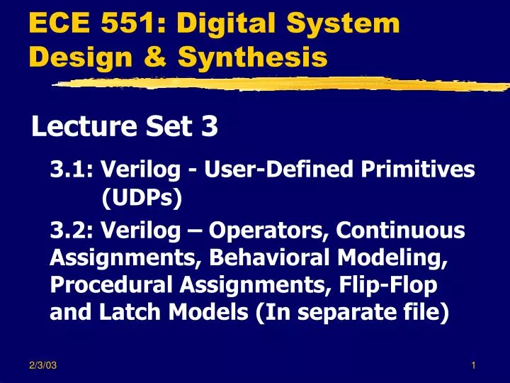 ece 551 digital system design synthesis