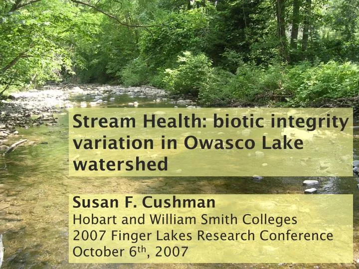 stream health biotic integrity variation in owasco lake watershed