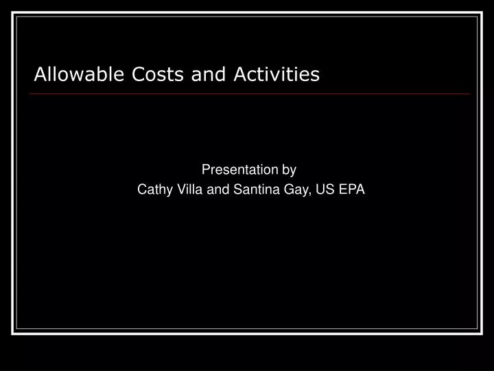 allowable costs and activities