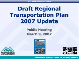 Draft Regional Transportation Plan 2007 Update