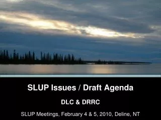 SLUP Issues / Draft Agenda
