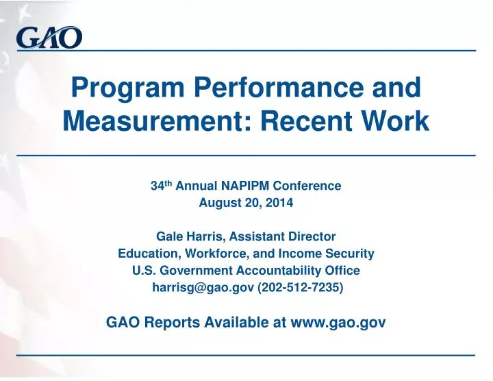 program performance and measurement recent work