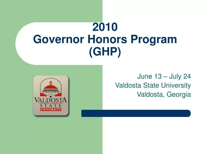2010 governor honors program ghp