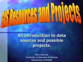 An introduction to data sources and possible projects. Marc Albrecht