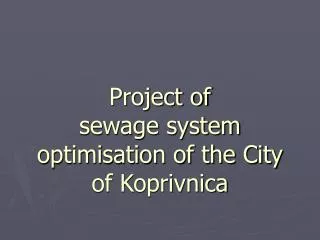 Project of sewage system optimisation of the City of Koprivnica