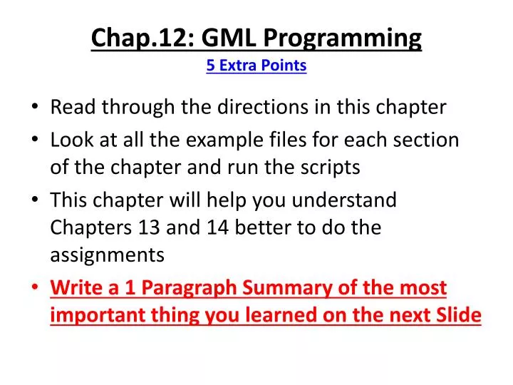chap 12 gml programming 5 extra points