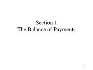 Section 1 The Balance of Payments