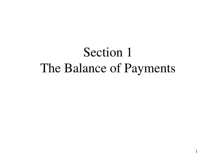 section 1 the balance of payments