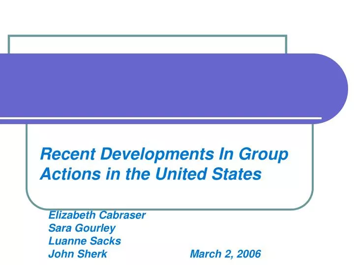 recent developments in group actions in the united states