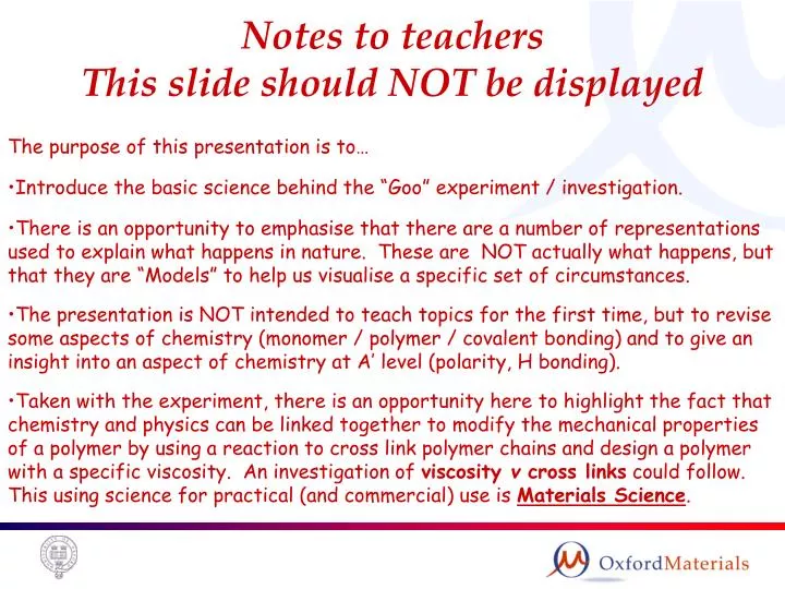 notes to teachers this slide should not be displayed