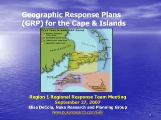 Geographic Response Plans (GRP) for the Cape &amp; Islands