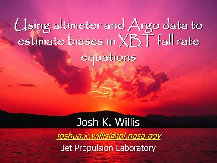 using altimeter and argo data to estimate biases in xbt fall rate equations