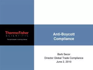 Anti-Boycott Compliance