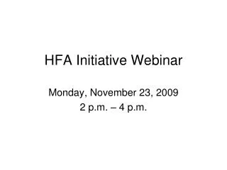 HFA Initiative Webinar