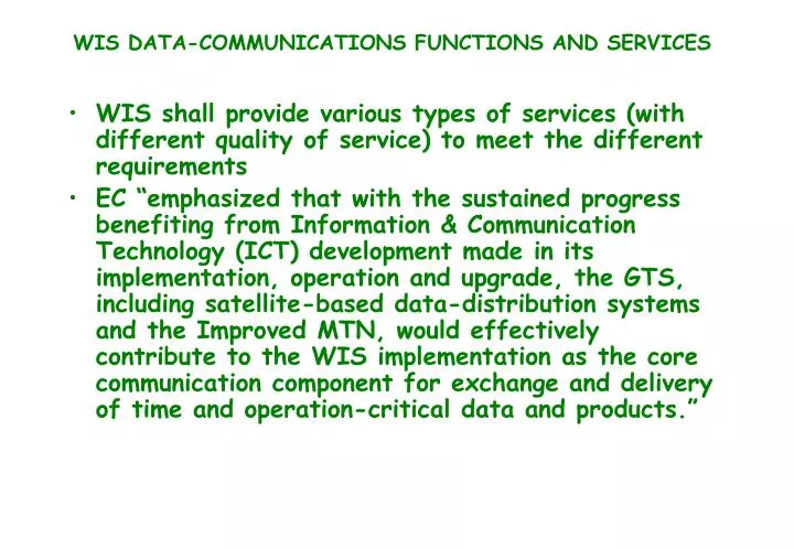 wis data communications functions and services