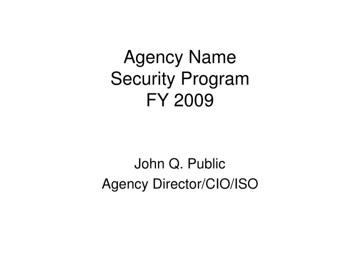 agency name security program fy 2009