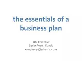 the essentials of a business plan