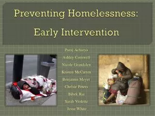 Preventing Homelessness: Early Intervention