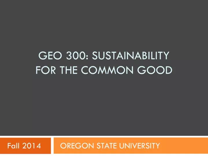 geo 300 sustainability for the common good