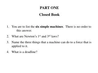 PART ONE Closed Book